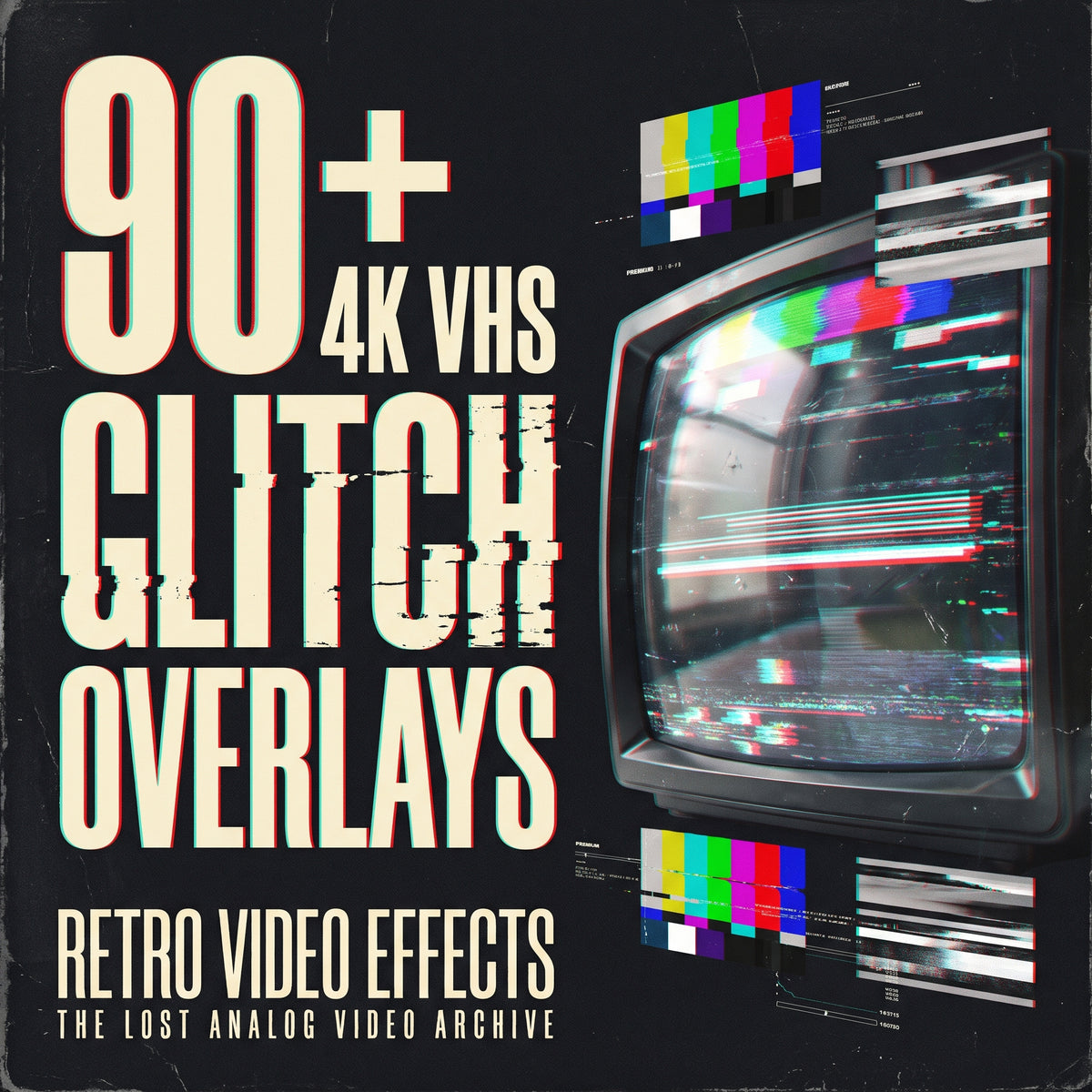 4K VHS Glitch & Retro Overlays Pack